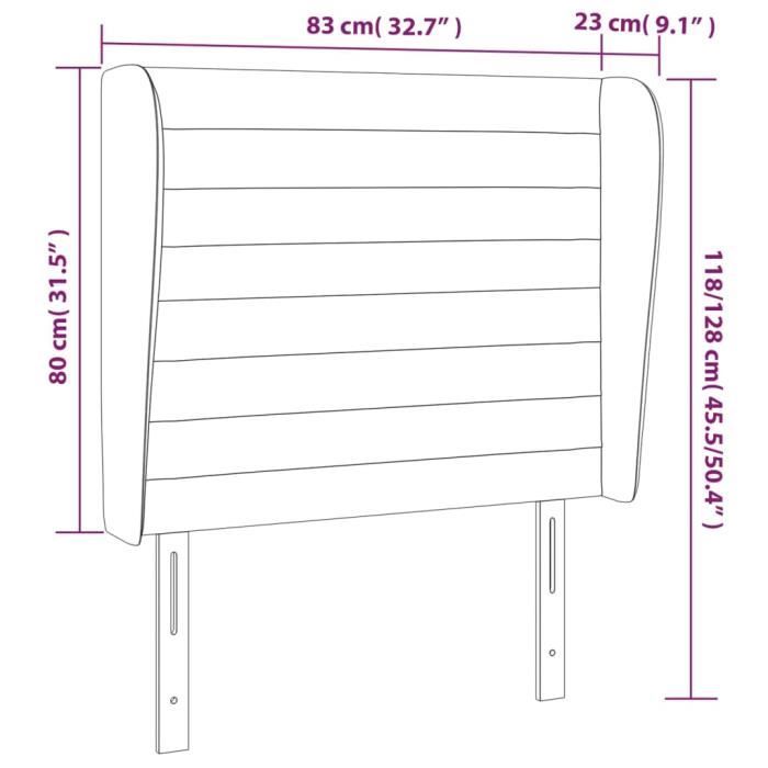 VidaXL Tête de lit avec oreilles Vert foncé 83x23x118-128 cm Velours3118129