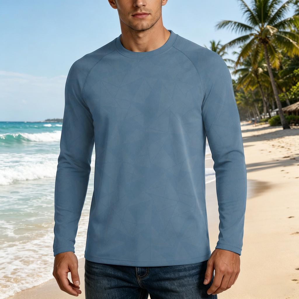 Men's UPF50+ Sun Protection Long Sleeve Shirt Stretch Outdoor Sports Performance Top Lightweight Breathable Fabric