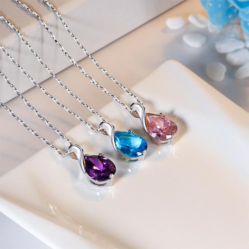 925 Sterling Sølv Krystall Engel Tå Topas Halskjede - Valentinsdag Vintage Kragebenssmykke