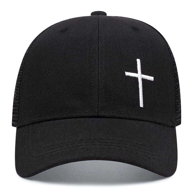 2026 New Fashion Cross Embroidery Baseball Cap for Men Women Fashion Hip Hop Trucker Cap Cotton Casual High-quality Net Hat
