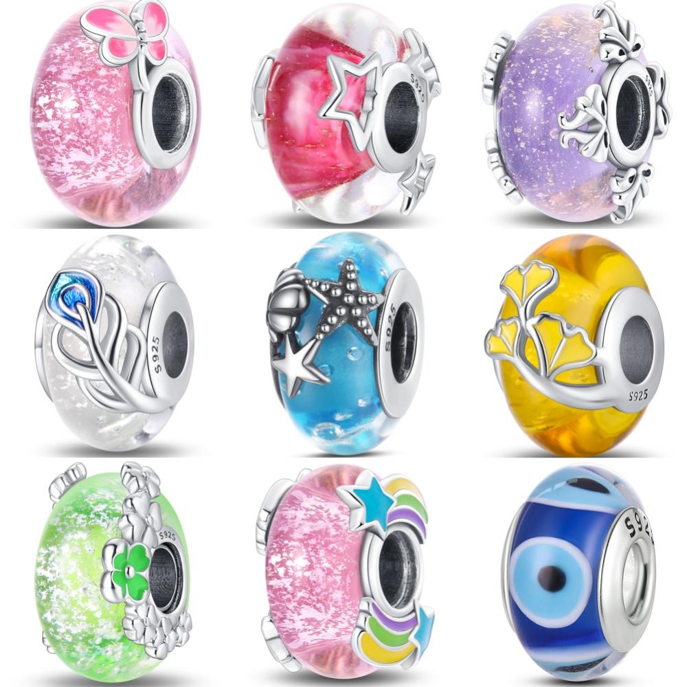 Copper Metal Colorful Series Glass Bead Components Compatible With Authentic Original High Quality Fine Bracelets Do It Yourself High Quality Fine