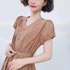 Elegant Pleated Waist-Cinched Solid Summer Dress