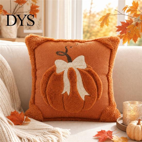 Retro Farmhouse Cushion Covers Pumpkin Cover, Plush Embroidered Bow Throw Pillow 18 Decorative Cover for Thanksgiving x Inch Soft Autumn Case