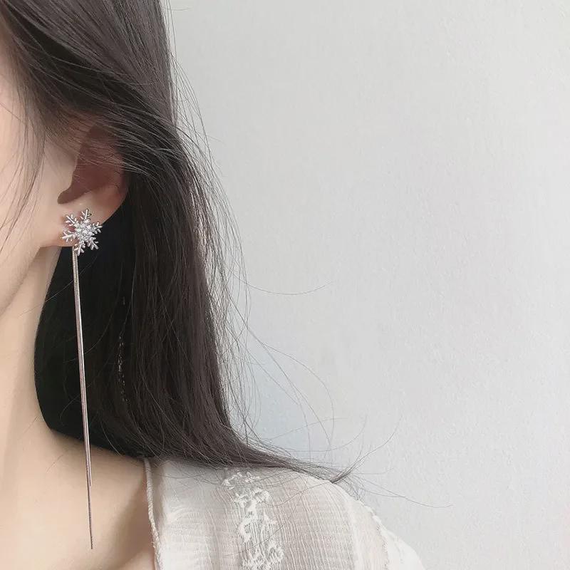 Koreanische Schneeflocken-Quastenohrringe für Damen - Schlichtes Nischendesign