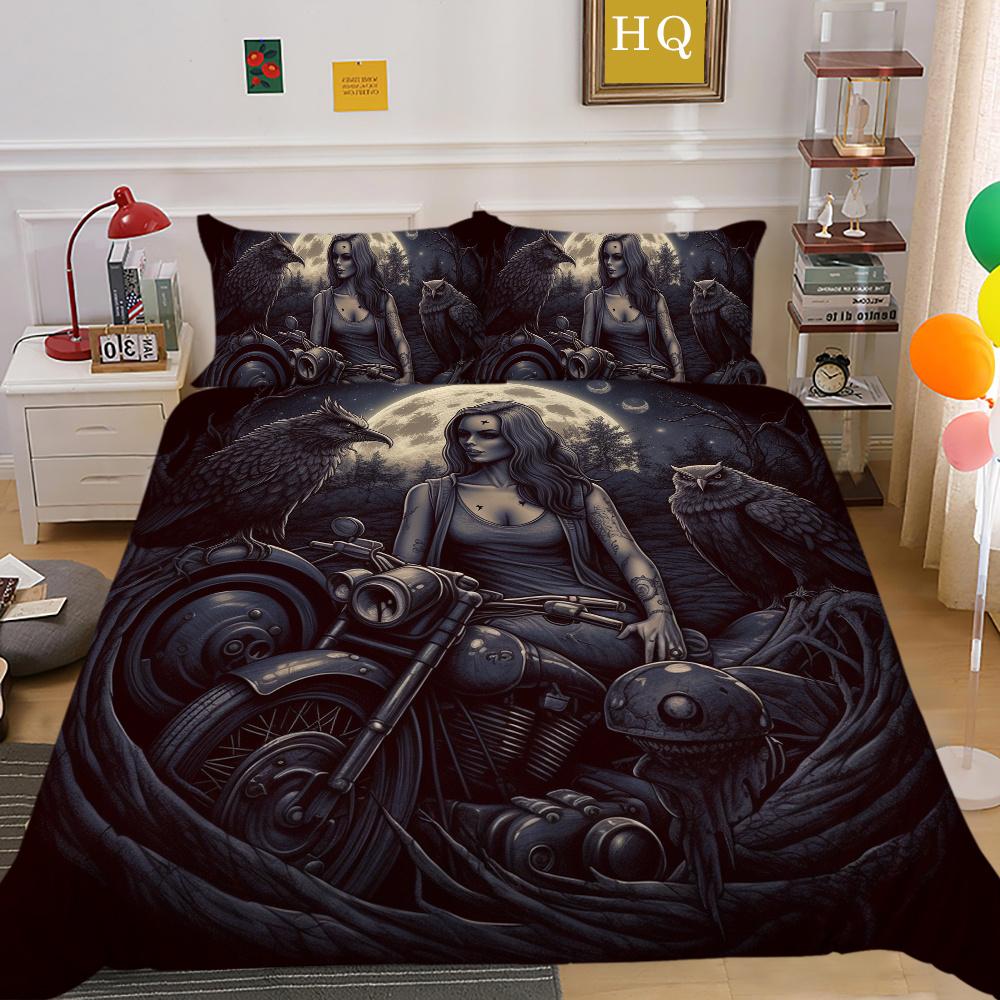 Beauty Skull Printed Comforter Cover Set Full Size Microfiber Home Textiles High Quality Luxury Bedspreads