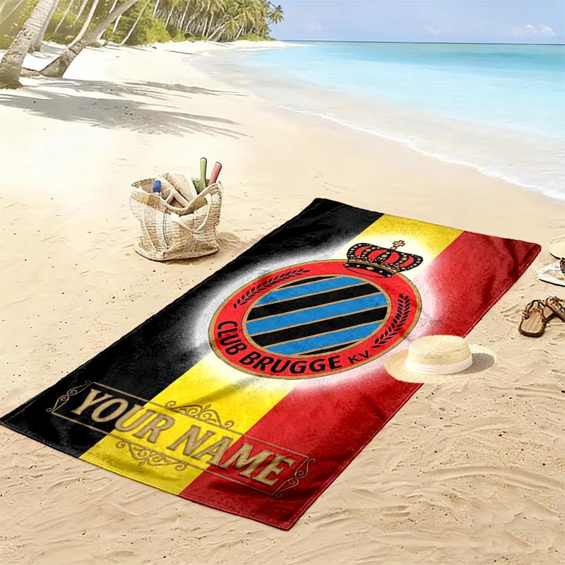 Name Custom Club Brugge Logo Print Beach Towel, Large Soft Quick Dry Towel for Beach Camping Swimming