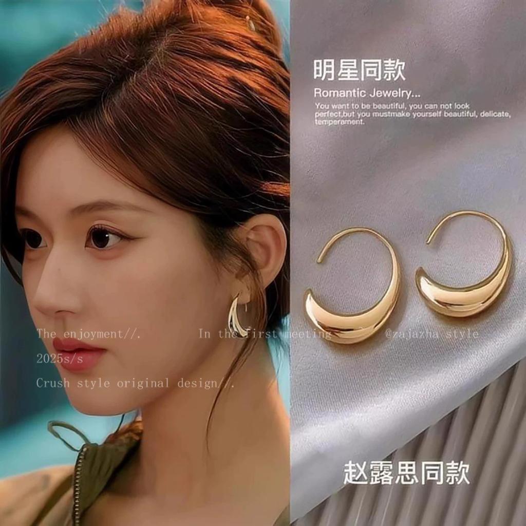 Silver needle same gold earrings women's light luxury high-end temperament pearl stud earrings retro new earrings