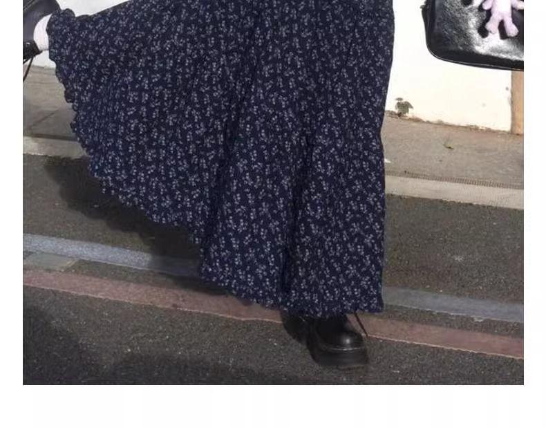 Koreanischer Retro-Maxirock mit Blumendruck – Hoher Bund A-Linie für Frühling und Sommer Damenmode