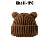 Women Chunky Bear Ear Knit Hat 2025 Korean Loose Slouchy Winter Cap Faux Fur Ears Thermal Ear Flap Beanie