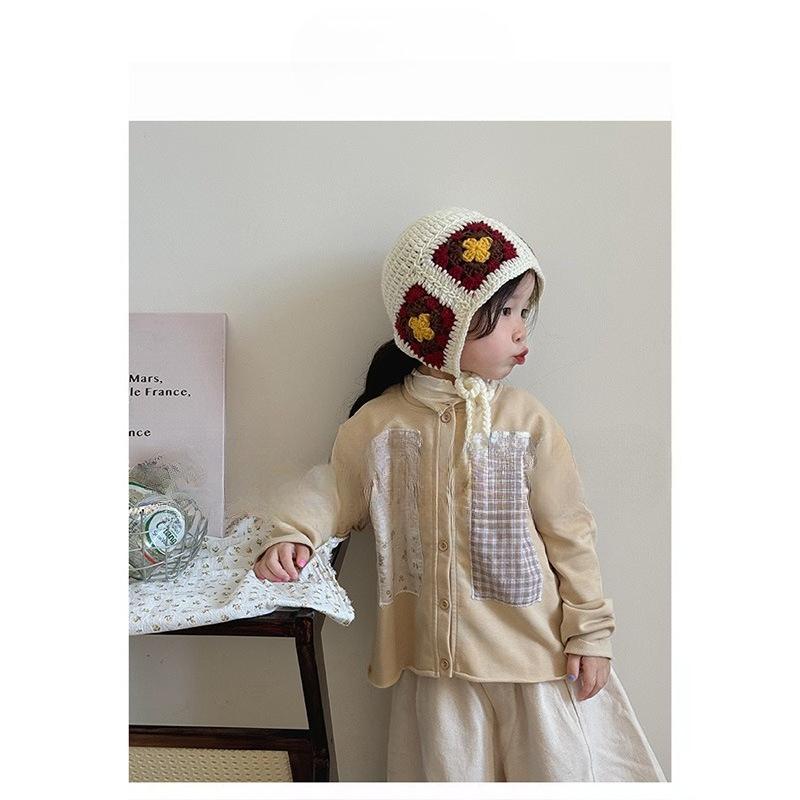 Autumn and Winter Handmade Crochet Knitted Hat Forest Style Girl Baby Ear Protection Woolen Hat Strap Woolen Hat for Women