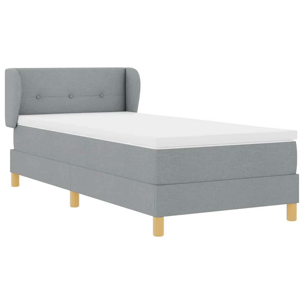 Boxspring Bed with Headboard Light Gray 80 X 200 Cm Fabric