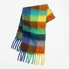 High-end color matching mohair scarf women's autumn and winter warmth thickened versatile plaid tassel