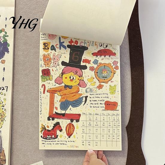Academic Year Planner 2027 Hand Drawn Wall Calendar, Hand-Painted Graffiti Illustrations 12 Monthly Hanging Planner, Jan-Dec Calendar for Home Office