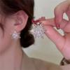 Luxury Shiny Gold Color Crystal Flower Stud Earrings for Women Charm Fashion Korea Earring Bride Party Jewelry Accessory Gifts