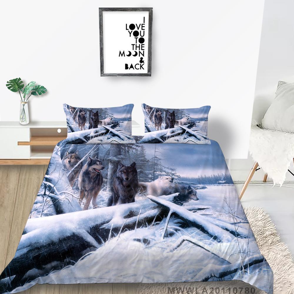 2023 New Style 3D Wolf Print Bedding Suit Comforter Duvet Cover Quilt Covers Bedspread Bed Set Microfiber Single Double King Size Pillowcase