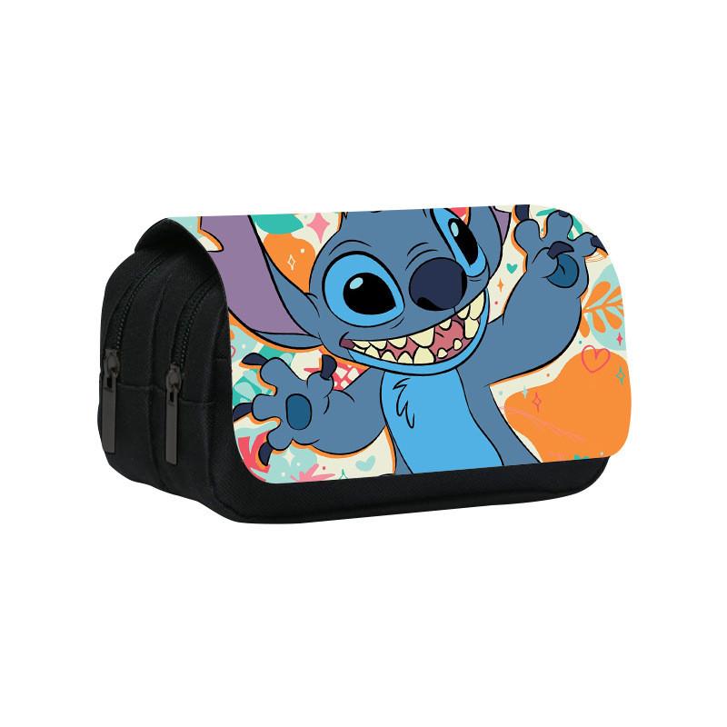 Stitch Double Layer Pencil Case For Students With Polyester Material And Storage Space