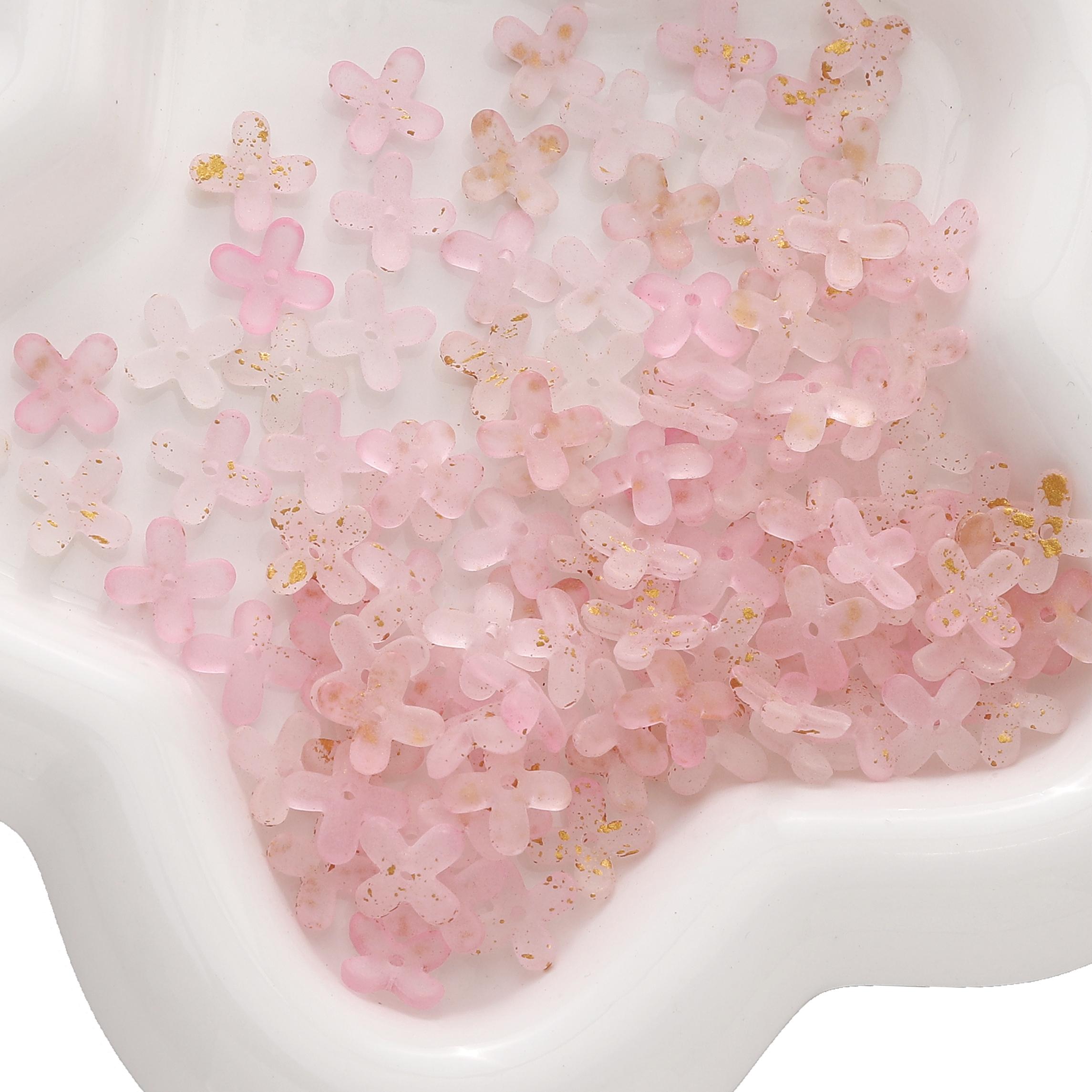 

3300 шт. Акриловые точечные золотые бусины с четырехлепестковым цветочным интервалом, разбросанные бусины для самостоятельного изготовления браслетов, ожерелий и ювелирных изделий розовый