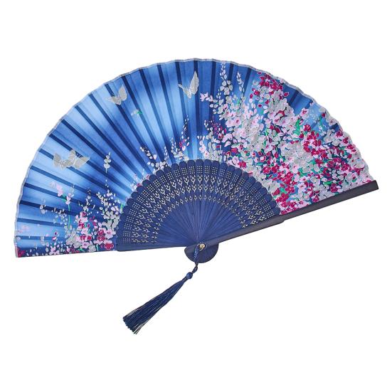 Chinese Style Folding Fan with Tassels Portable Summer Handheld Cooling Fan Decoration Dance Performance Props Party Costume Accessories