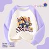 Girls' Zootopia Color Block Hoodie with Lights - Cotton, Raglan Sleeves, Striped, Thin/Plus Velvet, Autumn/Winter