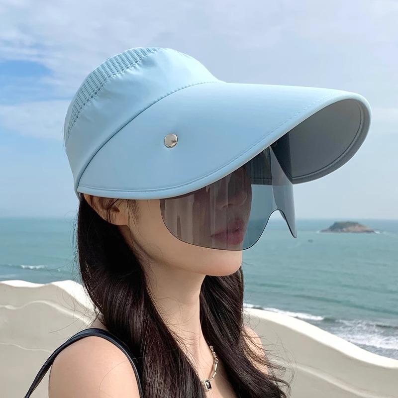 Summer women's big-brimmed sunscreen hat, outdoor cycling cover, sun hat, eyepieces, fashion sun hat, casual beach hat.
