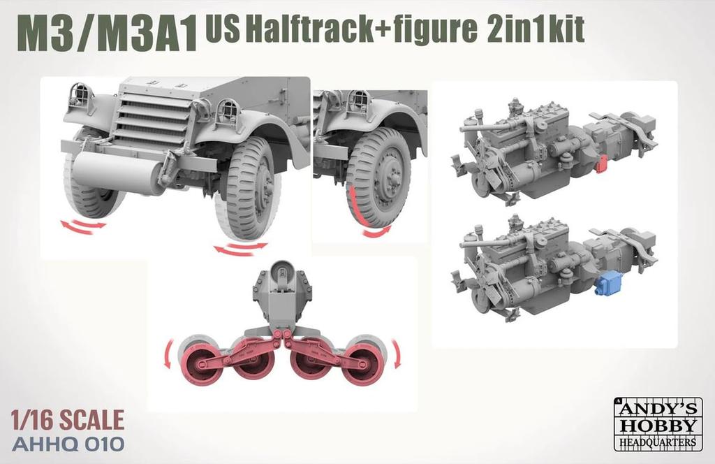 Takom 1/16 Scale American M3/M3A1 Half-Track 2-in-1 Plastic Model TKOAHHQ-010 (Tank)