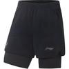 Li Ning Professional Basketball Series Sports Simple Comfortable Versatile Solid Color Fake Two-Piece Casual Shorts Men Shorts AKSV185-1