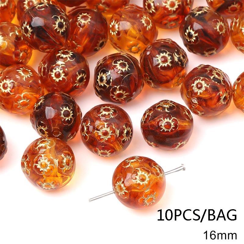 Handmade Bracelet Beads Acrylic Vintage Amber Gold Beads Oval Flat Beads Bracelet Necklace Spacer Beads Handmade Diy Jewelry Beading Accessories