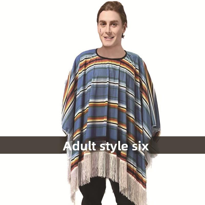 Mexický kostýmní plášť pro dospělé, ručně vyráběný, festivalové jevištní oblečení