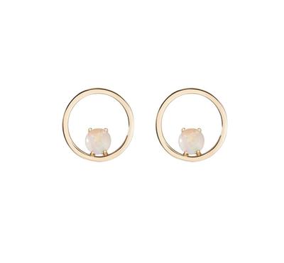 [Naot Jewelry] Women's Stud Earrings, Opal Birthstone (October), Bubble Circle Pierce