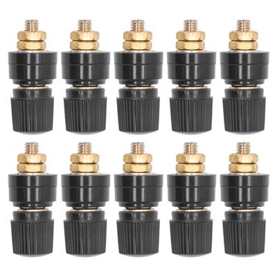 10Pcs 333 Full Brass Terminal M6 Screw Banana Plug Socket Terminal Binding Posts TerminalBlack