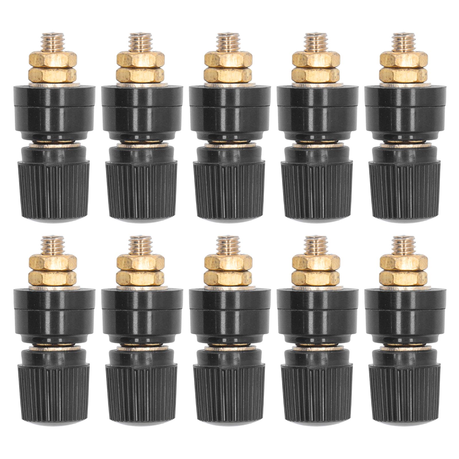 

10Pcs 333 Full Brass Terminal M6 Screw Banana Plug Socket Terminal Binding Posts TerminalBlack