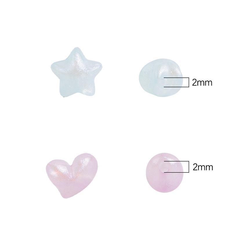 Iridescent Acrylic Pentagram & Peach Heart Beads for DIY Jewelry Making