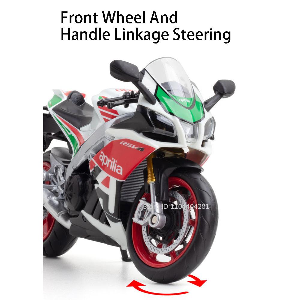 1:12 Aprilia Rsv4 Suzuki Gsx R1000r Alloy Motorcycle Model Diecast Car Toy Front Wheel Steering Miniature Cars Collect Ornaments