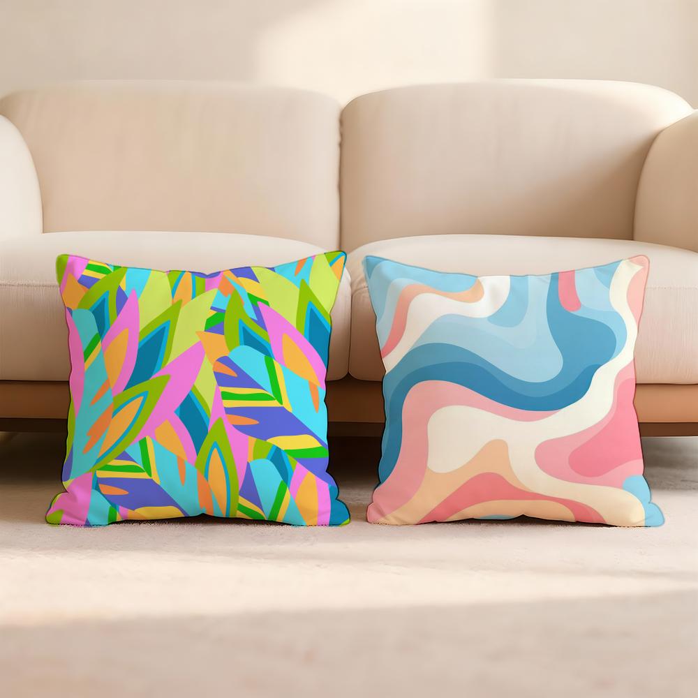 Abstract Colorful Pattern Cushion Cover Premium Comfort Reversible Pillow Cove -Two In One Design for Any Room & Car Interior