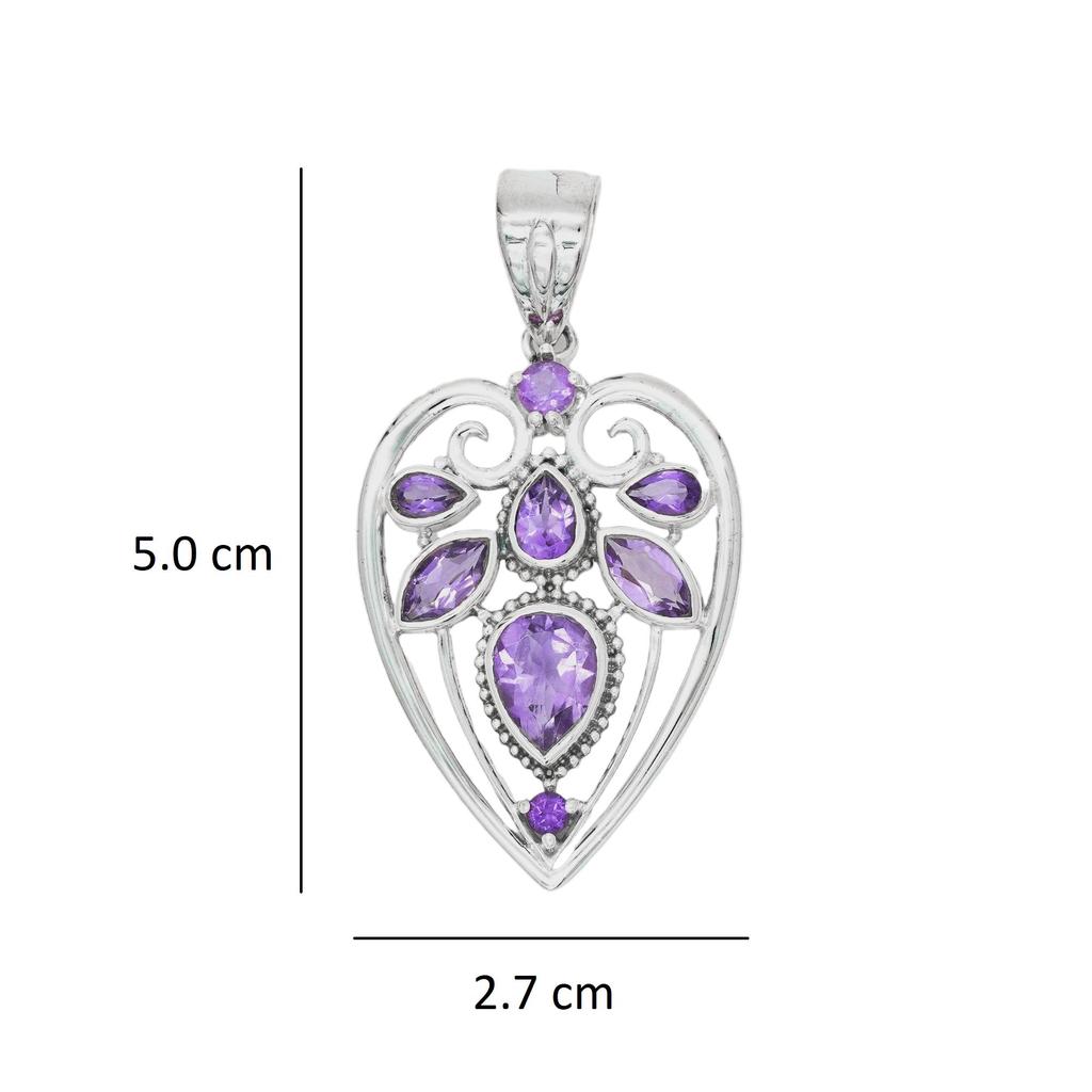 925 silver amethyst pendant for her
