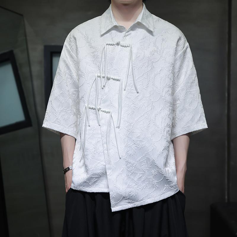 

2025 Лето Мужские Китайский Стиль Тан Рубашки Мужская Уличная Одежда Мандарин Воротник Рубашка Традиционный Топ Мужская Кунг-Фу Тай Чи Рубашка XL белый