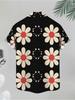 Men'S Casual Shirt, Mixed Colors, Multiple Specifications Available, Polyester Material, Daisy Pattern Short Sleeves, Beach Style, Stylish And