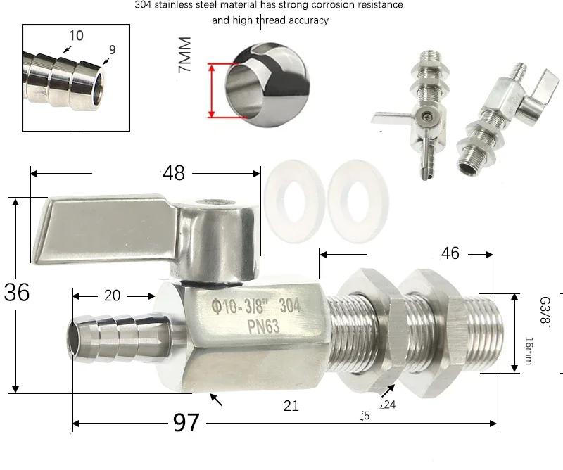 Valvola a Sfera Mini in Acciaio Inossidabile 304 con Raccordo a Innesto per Tubo Grado Sanitario 7mm 8mm 10mm 12mm Giunto per Tubo Gas Acqua Olio Microvalvola Acquario