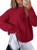 Autumn/Winter Women's Trendy Loose Knitwear: Solid Color Round Neck Cable Knit Sweater