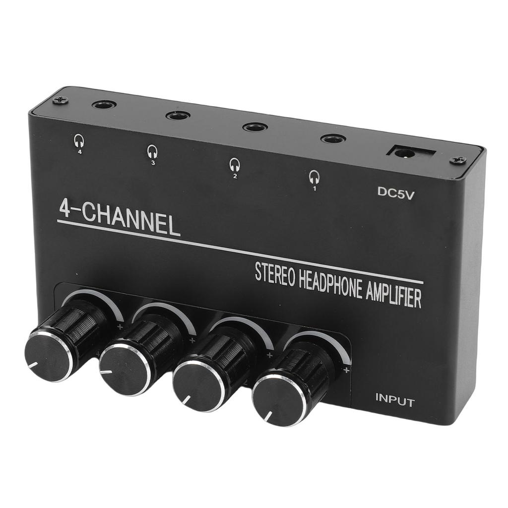 Headphone Amplifier 4 Channel Stereo Headphone Amplifier Splitter with 1 4 Inch Headphone Output for PC Guitar