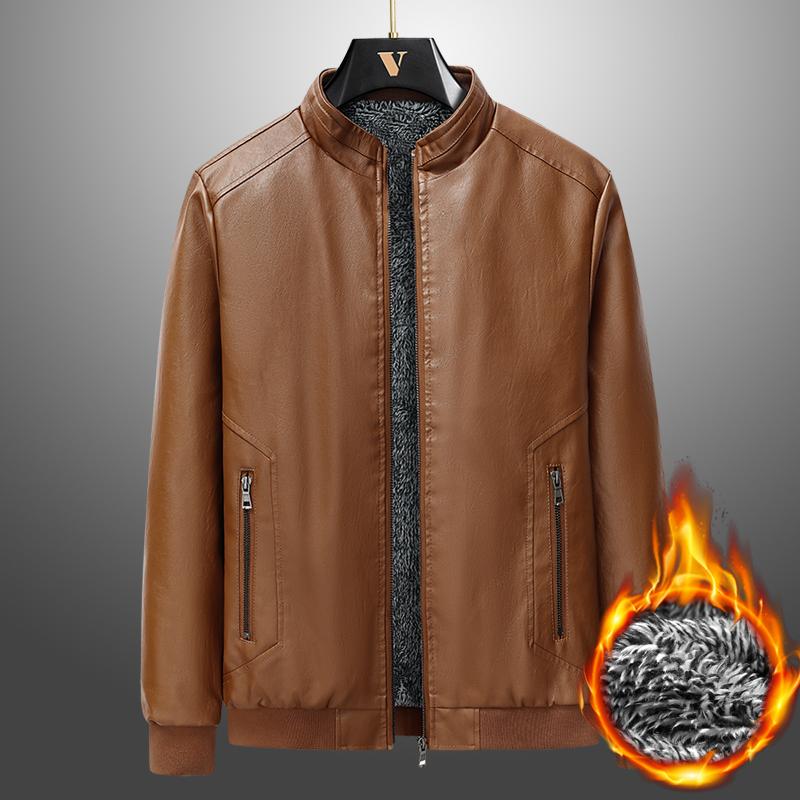 Men's Business Casual Leather Jacket Stand Collar Simple Men's Jacket Versatile Korean Style Jacket Trendy High-quality Jacket