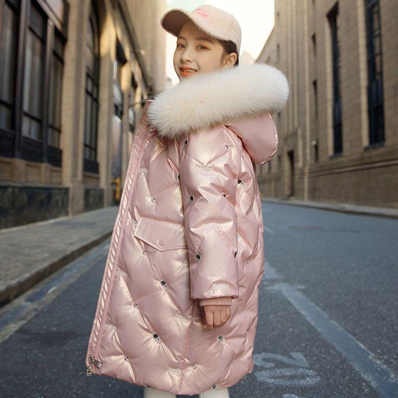 Thicken Jackets Baby Girl Plush Hooded Outerwear Kids Winter Glossy Coats Children Zipper Parkas Fashion Casual Overcoat