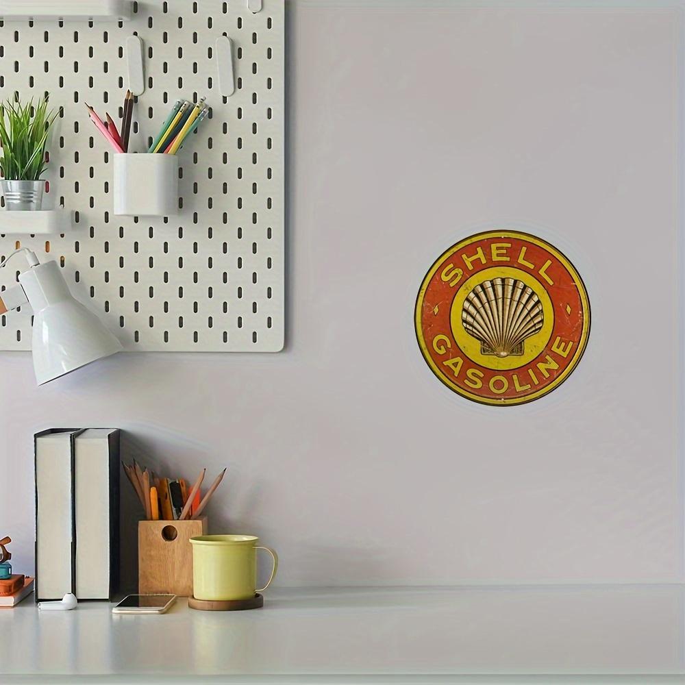 Вінтажна металева табличка Shell Gasoline, алюмінієва стіна 7,87x7,87 дюйма, кругла табличка з ультрафіолетовим друком, внутрішній і зовнішній декор