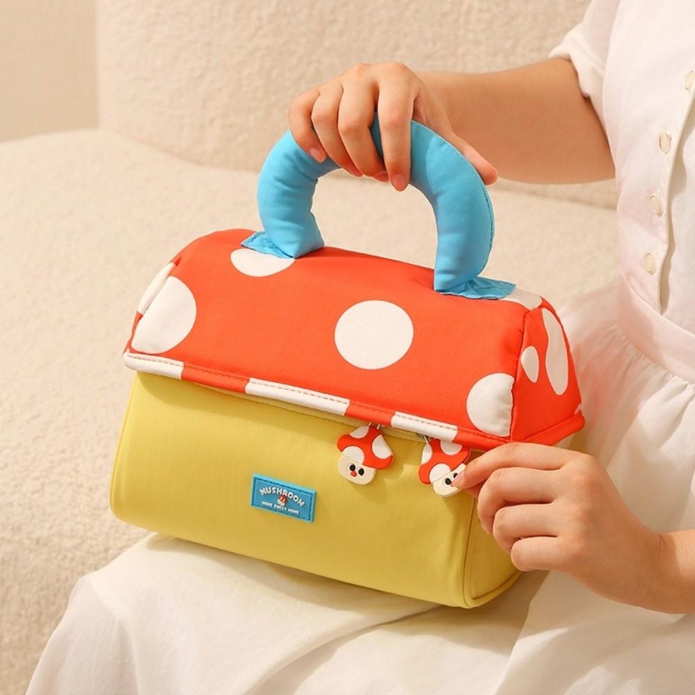 Oxford Cloth Mushroom Makeup Bag Multifunctional Toiletry Bag Kawaii Handheld Cosmetic Case Girls