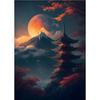 Abstract Art Japanese Fuji Mountain Poster Canvas  Cyberpunk Landscape Corridor Wall Decor Picture Living Room Mural