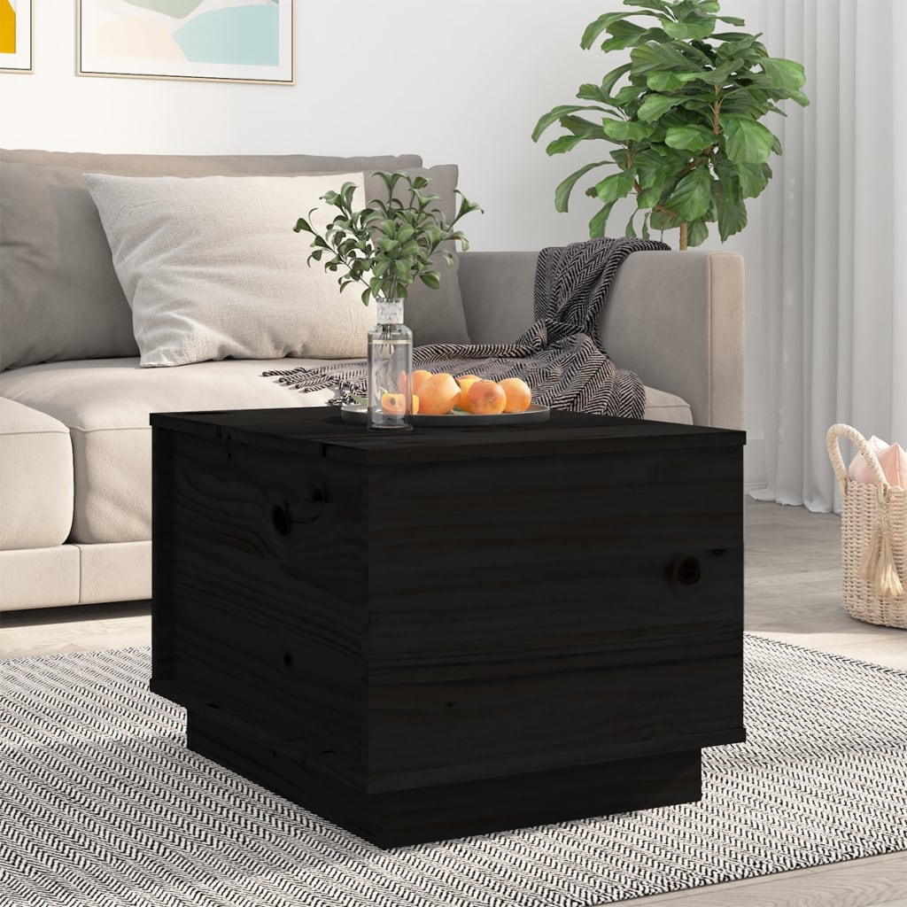  Coffee Table, Black, 40x50x35 Cm, Solid Pine Wood