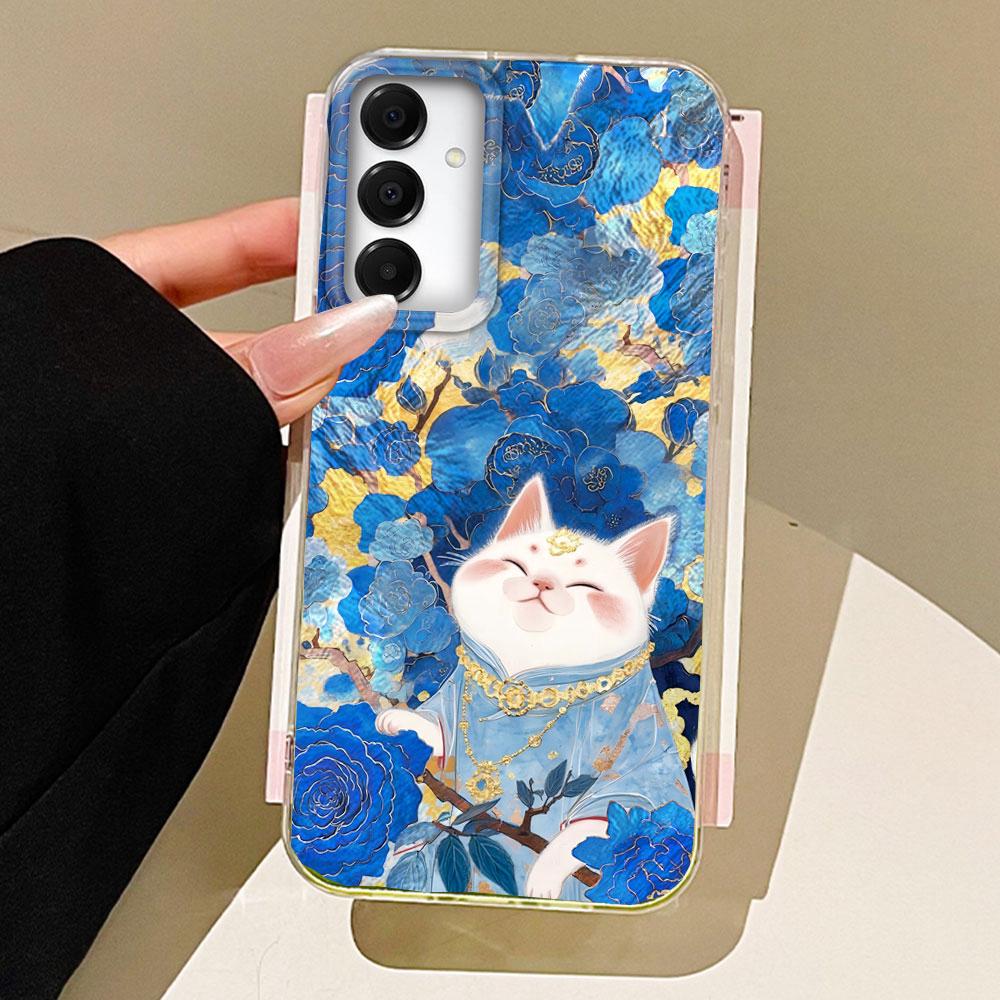 

Корейский Милый Белый Кот Вихревой Узор Чехол для Телефона для Samsung Galaxy A55 A07 A17 A56 A36 A26 A16 A53 A06 A14 A24 A34 A54 A15 Чехол Samsung A22 4G