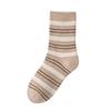 Women's Striped Terry Socks - Extra Thick, Warm, and Soft Mid-Calf Socks for Autumn and Winter