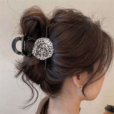 Women Leopard Print Hair Clips Roses Flowers Hair Claws Crab Fashion Hairpin Barrettes Ponytail Hair Accessories Girls Gifts