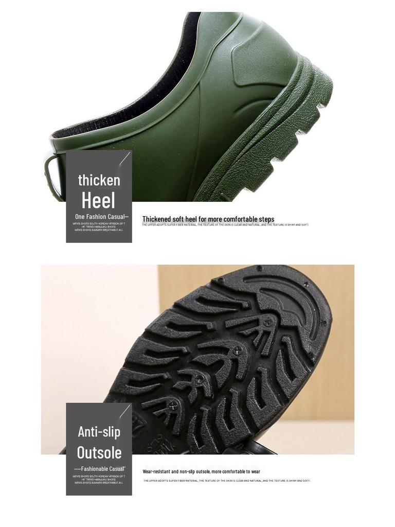 Unisex Koreaanse Stijl Waterdichte Antislip Korte Regenlaarzen - Modieuze Rubberen Schoenen voor Elk Seizoen met Lage Schacht